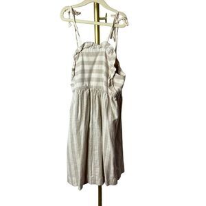 Kokori Kids Khaki and Tan Stripe Cotton Ruffle Dress Sz. 12Y